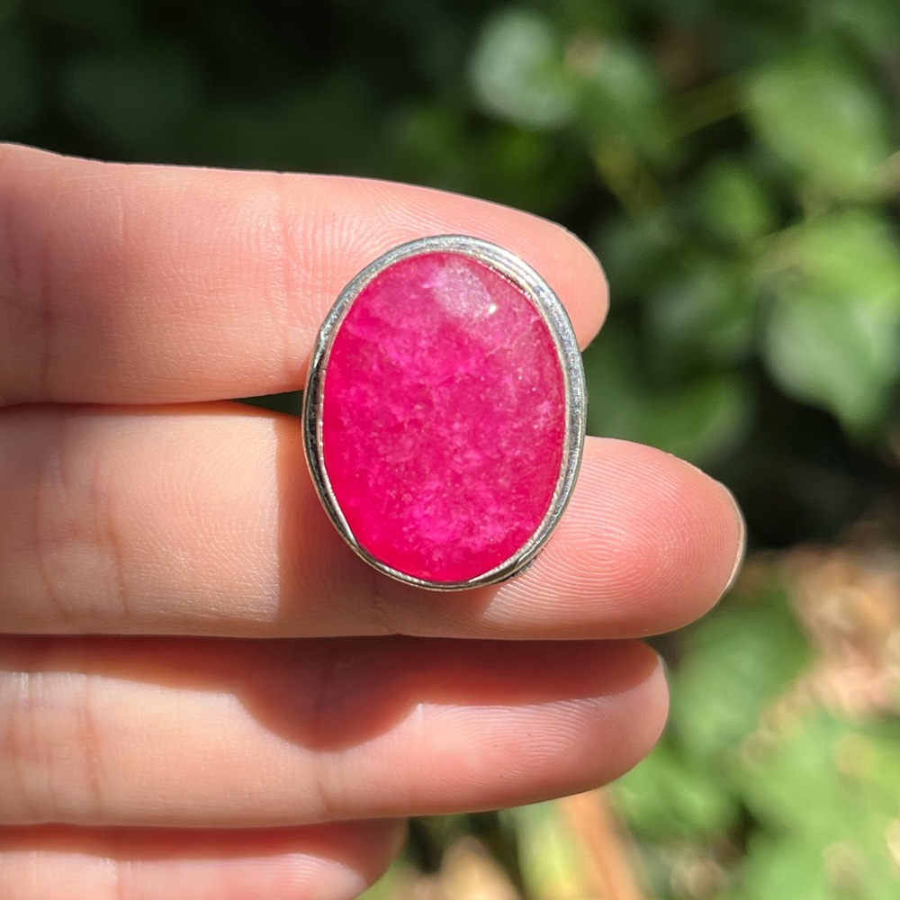 Size 7.75 925 silver plated lab created ruby ring 2279